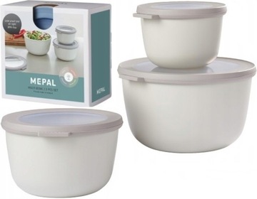 НАБОР ИЗ 3 БЕЛЫХ МЕПАЛЬНЫХ ЧАШ CIRQULA С КРЫШКОЙ