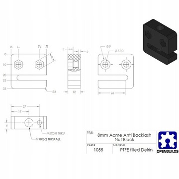 Ловоски 2 . Резьба Т8 8 мм, шаг 2 мм, головка 4 мм