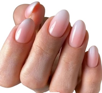 Paznokcie Sztuczne Tipsy Oval Ombre Różowe Owalne Pink French Samoprzylepne