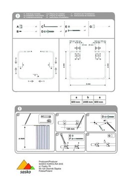 DRĄŻEK DO ZASŁONY PRYSZNICOWEJ KĄTOWY 60X140X60