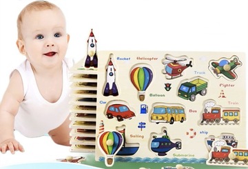 EDUKACYJNE DUŻE KLOCKI DREWNIANE UKŁADANKA