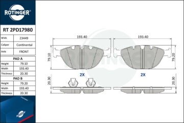 ДИСКИ ROTINGER RT 20332-GL T5 + КОЛОДКИ RT 2PD17980