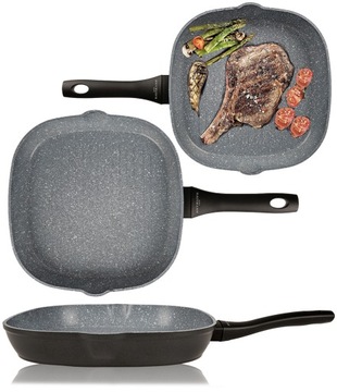 PATELNIA GRANITOWA KWADRATOWA GRILLOWA NIEPRZYWIERAJĄCA GAZ INDUKCJA 28CM