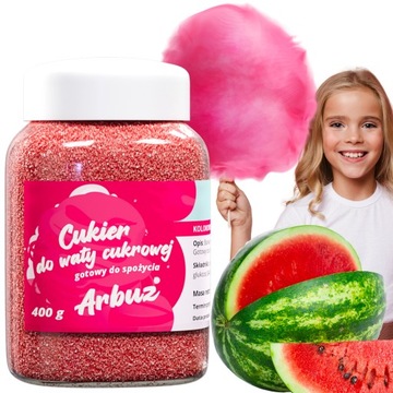 Kolorowy CUKIER DO WATY CUKROWEJ 400g RÓŻOWY ARBUZ