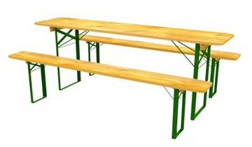 ZESTAW BIESIADNY 10 KOMPLETÓW STÓŁ 80 CM + 2 ŁAWKI