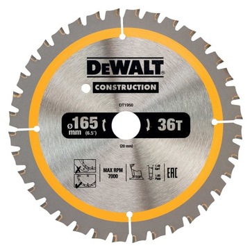 DEWALT TARCZA DO DREWNA I ALUMINIUM 165MM DT1950