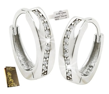 KOLCZYKI SREBRNE 925 KOŁA WISZĄCE KREOLKI .CYRKONIE SWAROVSKI . SREBRO 925