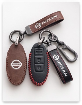 Металлический кожаный автомобильный брелок Nissan