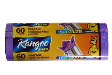 Worki na śmieci wiązane 60 L Kangoo BAGS 16 szt.