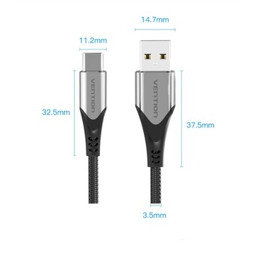 Прочный USB-кабель VENTION — USB Type-C, 3A, плетеный, 0,25