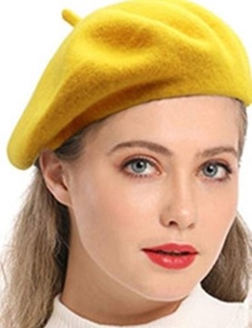 БЕРЕТ ЖЕНСКИЙ ФРАНЦУЗСКИЙ ШЕРСТЯНОЙ С ЦВЕТНОЙ АНТЕННОЙ