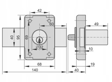 Zamek nawierzchniowy do drzwi zasuwa GAMA 140 mm Kowal z mechanizmem
