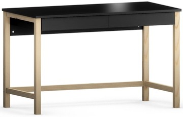 CZARNE Biurko z Szufladami 120 cm DREWNIANY Stelaż
