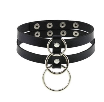 Obroża rockowa choker naszyjnik gotyk kółka O047