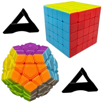ZESTAW 2 KOSTEK - MEGAMINX + 5x5 + PODSTAWKI - PREZENT URODZINY WAKACJE