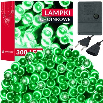 LAMPKI CHOINKOWE 300 LED 21,5m ZEWNĘTRZNE WEWNĘTRZNE ZIELONE ŚWIĄTECZNE