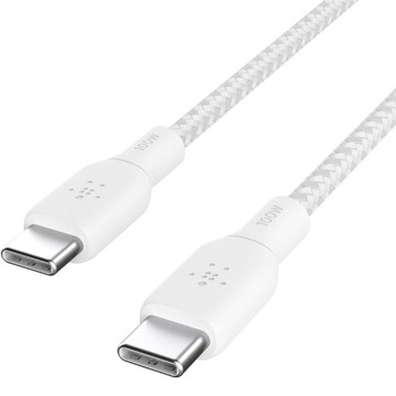 Кабель Belkin Boost USB-C — USB-C PD, прочная оплетка, USB 2.0/5A/100 Вт/3 м