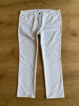 Białe jeansy długie spodnie szerokie 50/52
