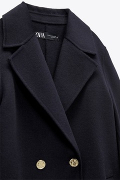 dwurzędowy płaszcz z domieszką wełny Zara L