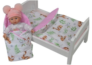 POŚCIEL BECIK DLA LALEK BAWEŁNA PODUSZKA KOŁDERKA KOMPLET DO WÓZKA ŁÓŻECZKA