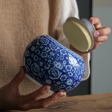 Керамическая банка для чая емкостью 1000 мл, синий и белый фарфор с крышкой, универсальный подарок