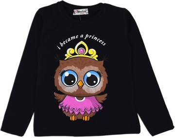 BLUZECZKA BAWEŁNIANA BLUZKA Z SOWĄ DZIEWCZYNKA SOWA 116/122 H