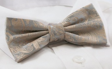 Мужской галстук-бабочка с нагрудным платком - Альти - Светло-бежевый, Восточный узор