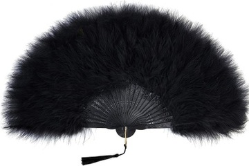 Feather Fan 1920s Vintage Folding Fan,Black