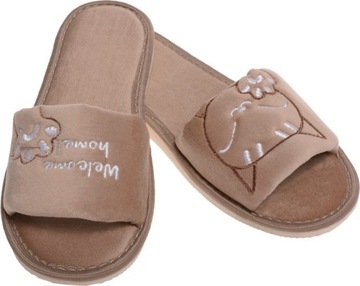 KAPCIE ZWIERZAKI LACZKI PANTOFLE DAMSKIE beż 41