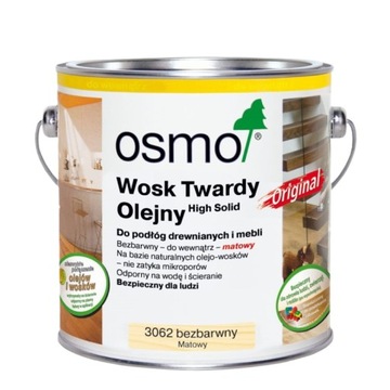 OSMO WOSK TWARDY OLEJNY 3062 BEZBARWNY MATOWY - 0,75L