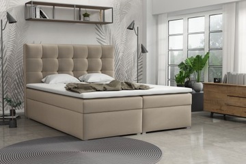 Łóżko kontynentalne tapicerowane boxspring 140x200