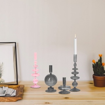 ГЛАМУРНЫЙ НАБОР ПОДСВЕЧНИКОВ СТЕКЛЯННЫЕ ПОДСВЕЧНИКИ ДЛЯ СТОЛА Светло-серый 3ШТ.