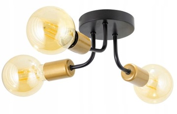 LAMPA WISZĄCA SUFITOWA METALOWA CZARNA ZŁOTA