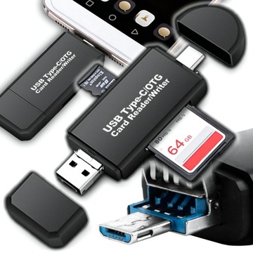 Czytnik kart pamięci SD TF USB USB-C 5w1 do Laptopa Telefonu Uniwersalny