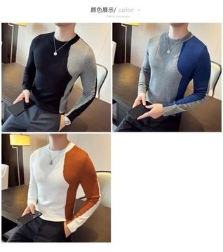 Black/White/Gray Pull Homme Fashion Patchwork Colo