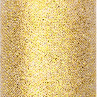 TIUL DEKORACYJNY ZŁOTY BROKATOWY GLITTERY ROLKA NA WESELE KOMUNIA 15CM 9M