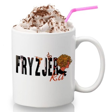 Kubek Biały Na Prezent DLA FRYZJERKI Hair Wzory
