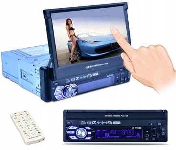 RADIO 1DIN EKRAN 7' MP3 SD USB WYSUWANY EKRAN BT