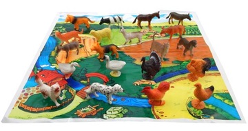 A1357 Zwierzęta gospodarskie figurki + mata 20szt