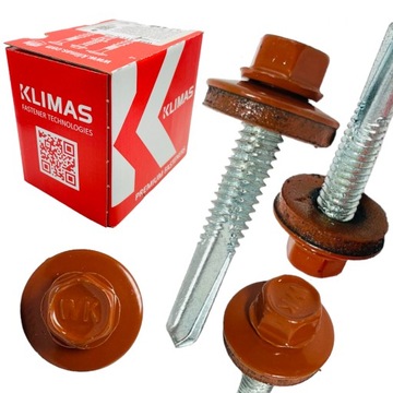 Wkręty samowiercące DO METALU RAL 8004 BRĄZOWY 5,5x32 farmery klucz 250 szt