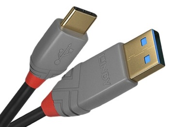 Lindy 36886 USB 2.0 A-C Линейный кабель Anthra — 1 м для быстрой зарядки 2.0