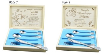 ДЕТСКИЕ СТОЛОВЫЕ ПРИБОРЫ НА КРЕЩЕНИЕ В КОРОБКЕ ПОДАРОК ​​НА КРЕСТИЕ С ГРАВИРОВКОЙ