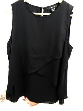 BG43 elegancka bluzka damska szyfonowa czarna zwiewna luźna lato 42 XL