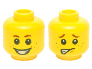 Lego Nowa Głowa Główka Żółta dziecko piegi 3626cpb1349