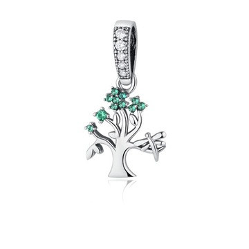Srebrny Charms Ornamo Zawieszka Drzewo Cyrkonie białe/zielone Srebro pr.925