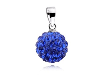 ZAWIESZKA SZAFIROWA KULKA SWAROVSKI CRISTAL 10MM