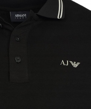 Armani Jeans _ Czarna Klasyczna Polówka Męska Black Men Polo _ S