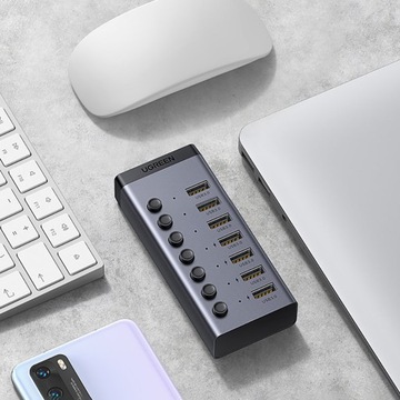АДАПТЕР UGREEN HUB МНОГОФУНКЦИОНАЛЬНЫЙ РАЗВЕТВИТЕЛЬ USB / USB C - PD 7x USB A 3.0
