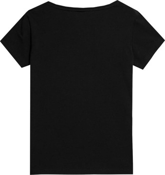 4F T-SHIRT GŁADKI KOSZULKA DAMSKA V-NECK CZARNA TTSHF0941 L