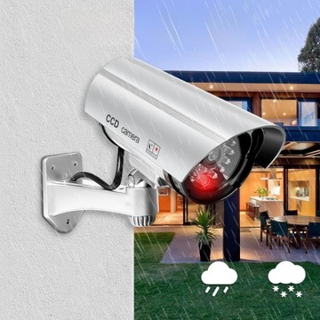 манекен CCTV TUBE CAMERA SILVER AT-1B-S LED 2xAA + предупреждающая наклейка